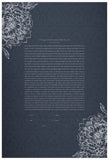 Signature Ketubah Peony Corner on Bookcloth